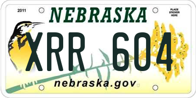 NE license plate XRR604