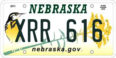 NE license plate XRR616