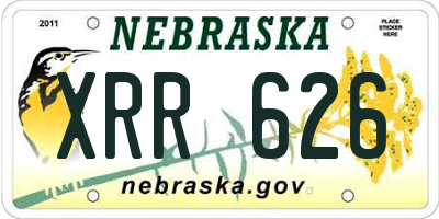 NE license plate XRR626