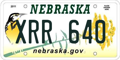 NE license plate XRR640