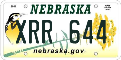 NE license plate XRR644