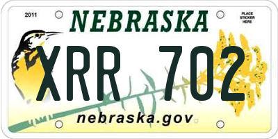 NE license plate XRR702