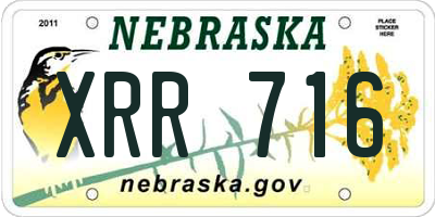 NE license plate XRR716