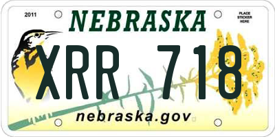 NE license plate XRR718