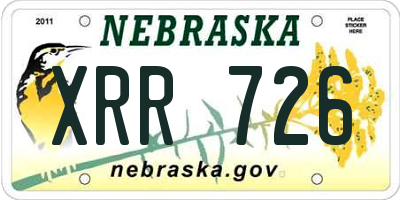 NE license plate XRR726