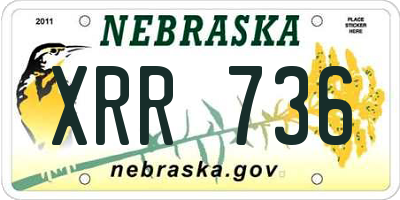 NE license plate XRR736