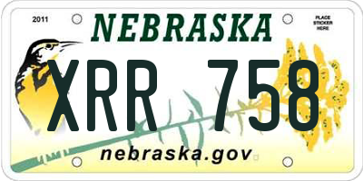 NE license plate XRR758