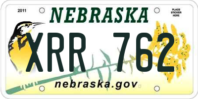 NE license plate XRR762
