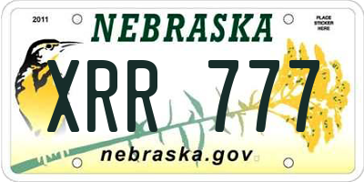 NE license plate XRR777