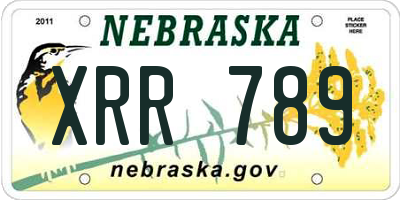 NE license plate XRR789