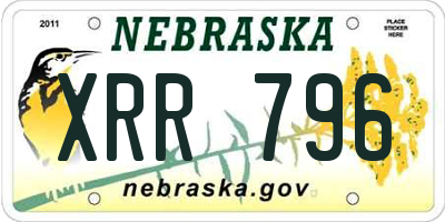 NE license plate XRR796