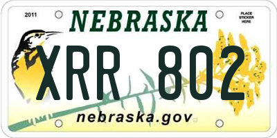 NE license plate XRR802