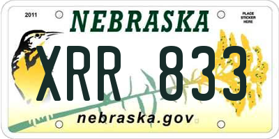 NE license plate XRR833
