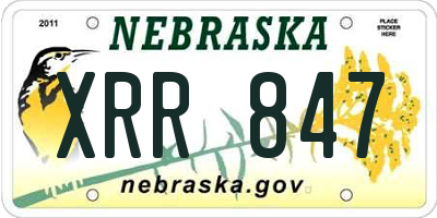 NE license plate XRR847
