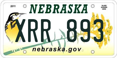 NE license plate XRR893