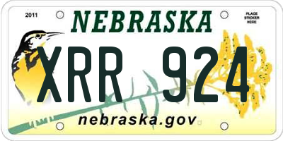 NE license plate XRR924