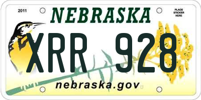 NE license plate XRR928