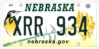 NE license plate XRR934