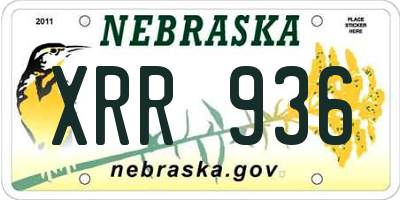 NE license plate XRR936