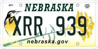 NE license plate XRR939