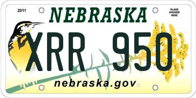 NE license plate XRR950
