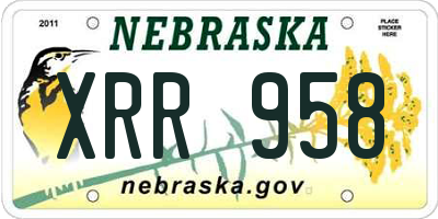 NE license plate XRR958