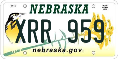 NE license plate XRR959