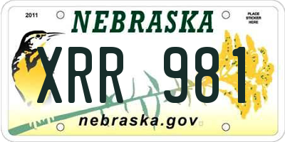 NE license plate XRR981