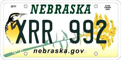 NE license plate XRR992