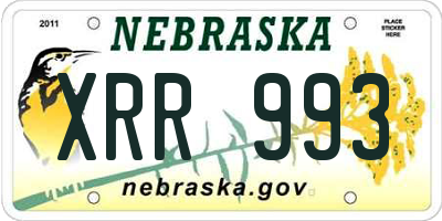 NE license plate XRR993