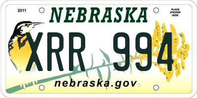 NE license plate XRR994
