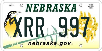 NE license plate XRR997