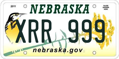 NE license plate XRR999