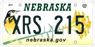 NE license plate XRS215
