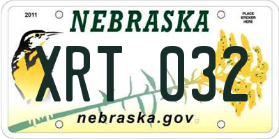 NE license plate XRT032
