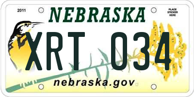 NE license plate XRT034