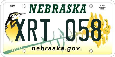 NE license plate XRT058