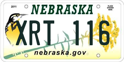 NE license plate XRT116