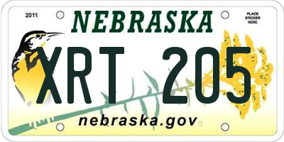 NE license plate XRT205