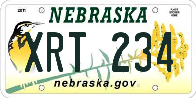 NE license plate XRT234