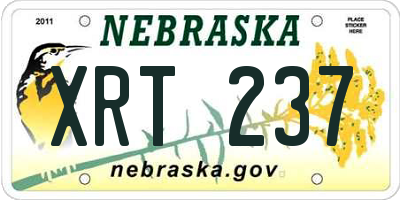 NE license plate XRT237