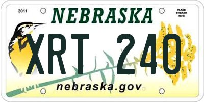 NE license plate XRT240