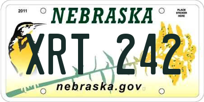 NE license plate XRT242