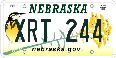 NE license plate XRT244