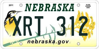 NE license plate XRT312