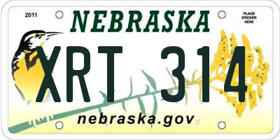NE license plate XRT314