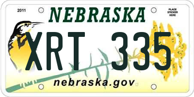 NE license plate XRT335