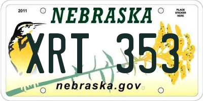NE license plate XRT353