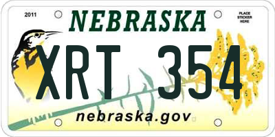 NE license plate XRT354