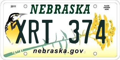 NE license plate XRT374
